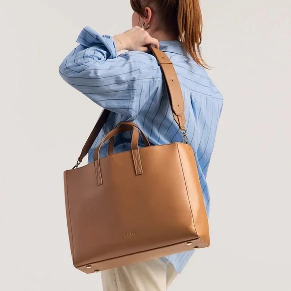 Calpak Haven Laptop Tote Bag in Toffee - Picture 2 of 6